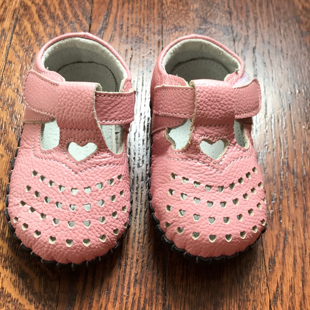 18-24 months Pink perforated moccasins